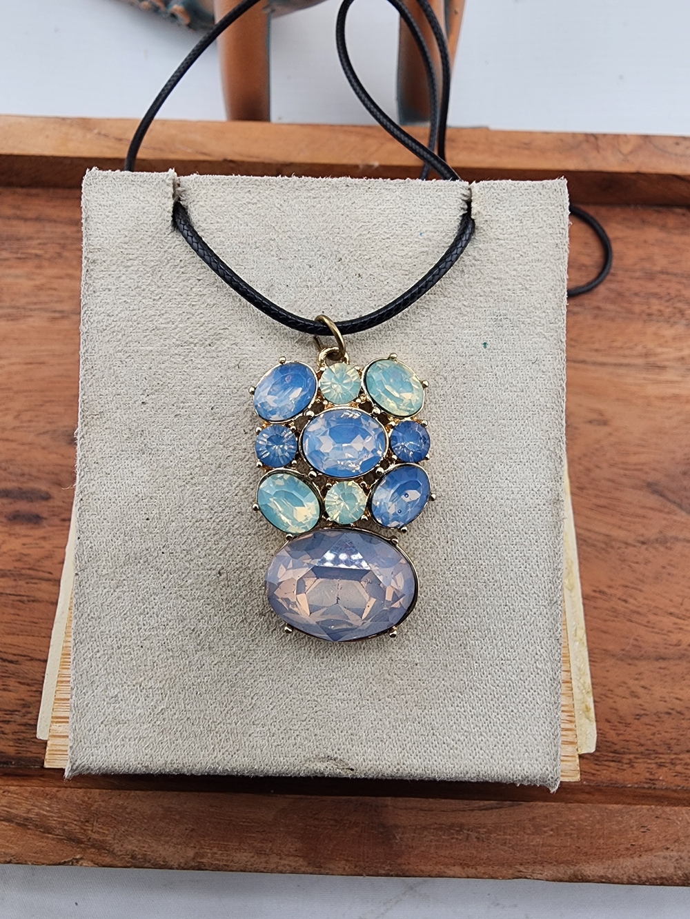 Gold-Tone Multi-Stone Blue & Pale Aqua Pendant Necklace - Women Jewelry
